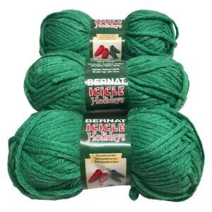 Bernat 3 Skeins Icicle Holidays Icicle Green Super Bulky Yarn New Condition